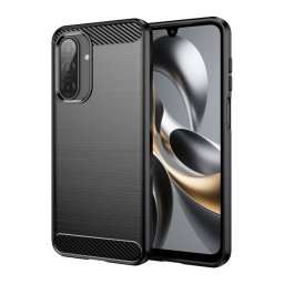 Szilikon telefonvédő (ütésállóság, légpárnás sarok, szálcsiszolt, karbon minta) FEKETE Samsung Galaxy A17 5G (SM-A176)