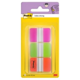 3M POSTIT Jelölőcímke, műanyag, megerősített, 3x22 lap, 25x38 mm, 3M POSTIT, vegyes