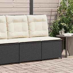 vidaXL fekete polyrattan dönthető kerti kanapé párnákkal