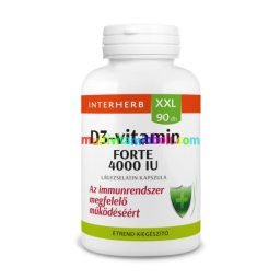 D3-vitamin FORTE 100 ug, 4000 IU XXL, olivaolajjal, 90 db lágyzselatin kapszula - Interherb