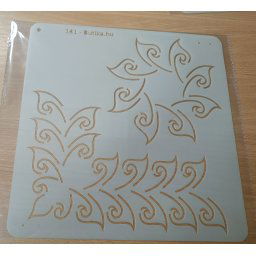 Sablon/stencil tűzéshez, 26x26cm, virág sarok-szegély és blokk minta - 141