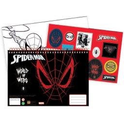 Pókember World of Webs A/4 spirál vázlatfüzet 40 lapos matricával