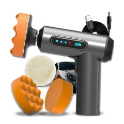 Vezeték Nélküli Autós Polírozó Gép - Akkumulátoros, 4 Polírkoronggal, USB-tölthető
