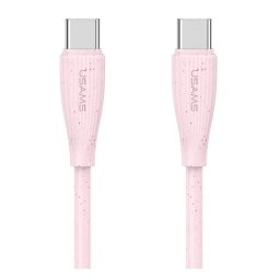 USAMS GREEN SERIES adatkábel (USB - Type-C, 60W, gyorstöltő, 100cm) RÓZSASZÍN