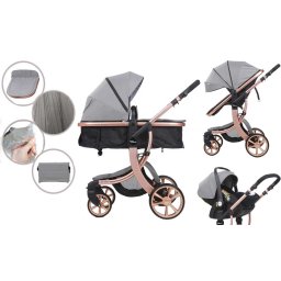 Mama Kiddies Sun Grey ELITE 3 az 1-ben multifunkciós babakocsi kiegészítőkkel világosszürke színben + Ajándék