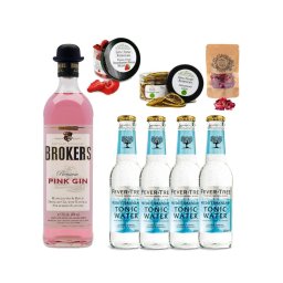 Brokers Pink Gin Tonik szett ajándék ginfűszerrel