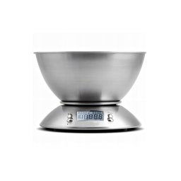 Rozsdamentes acél digitális konyhai tálas mérleg, 1g, 5 kg, 1,8 L