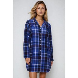 Triumph Boyfriend Checks flanel hálóing, kék, kockás