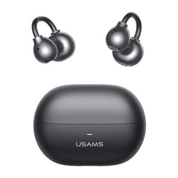 USAMS ECHO R02 bluetooth fülhallgató SZTEREO (v5.3, TWS, zajszűrő, fülre akasztható + töltőtok) FEKETE