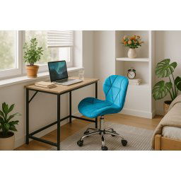Dolgozószobai szett íróasztal TAYLOR 80x50 cm sonoma tölgy + irodai szék AVOLA VELVET királykék