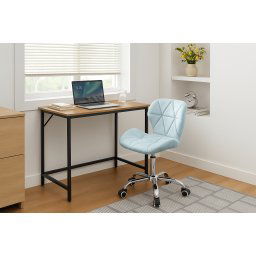 Dolgozószobai szett íróasztal TAYLOR 80x50 cm sonoma tölgy + irodai szék AVOLA VELVET világoskék