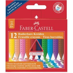 FABER-CASTELL Zsírkréta, háromszögletű, FABER-CASTELL "Grip", 12 különböző szín