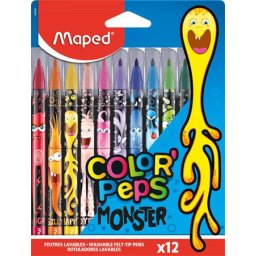 MAPED Filctoll készlet, 2,8 mm, kimosható, MAPED "Color'Peps Monster" 12 különböző szín