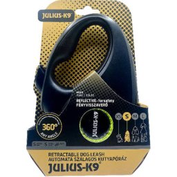 Julius-K9 automata szalagpóráz (S | 5 m | 15 kilós kutyáig | Neon sárga)