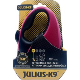 Julius-K9 automata szalagpóráz (XS | 3 m | 12 kilós kutyáig | Piros/Fekete)