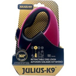 Julius-K9 automata szalagpóráz (S | 5 m | 15 kilós kutyáig | Piros/Fekete)