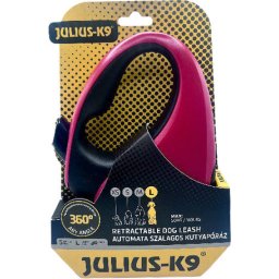 Julius-K9 automata szalagpóráz (L | 5 m | 50 kilós kutyáig | Piros/Fekete)