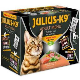 Julius-K9 Adult Menu Special Pack - Alutasakos macskaeledel (8 doboz | 8 x 2 x 6 x 100 g | 48 alutasak lazac, tonhal | 48 db alutasak csirke, pulyka) 9.6kg