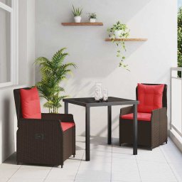 vidaXL Kert étkező szett 3 db Barna Poli rattan
