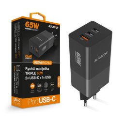 Alligátor töltő PD65W, 2USB-C, 1xUSB-A, fekete