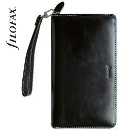 Filofax Malden Personal Compact Zip csuklópánttal Fekete
