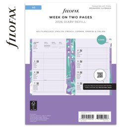 Filofax Naptárbetét + Pótlapok csomag A5 Színes Floral 2026
