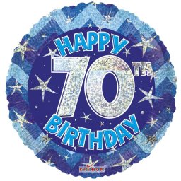 70. Évszámos lufi, hologramos kék fólia, happy b.