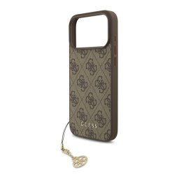 GUESS 4G CHARMS műanyag telefonvédő (textil hátlap, telefondísz) BARNA Apple iPhone 17 Pro Max