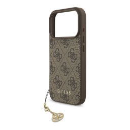 GUESS 4G CHARMS műanyag telefonvédő (textil hátlap, telefondísz) BARNA Apple iPhone 17 Pro