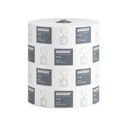 Kéztörlő 2 rétegű tekercses átmérő: 19 cm perforáció nélküli 6 tekercs/karton System Katrin_97449 fehér