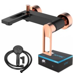 SOTBE LOFT SVART rose gold fekete kádtöltő csaptelep + zuhanyszett