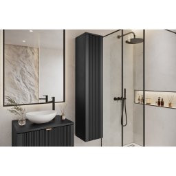 Mylife kadi függőleges fürdőszoba szekrény matt fekete (150cm)