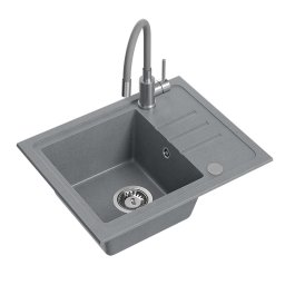 QUADRON BEN 116 szürke gránit mosogató szürke csaptelep rugalmas kifolyóval + szifon + kupak