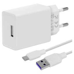 Csomag:ME utazási töltő USB-A 10W USB-A/USB-C kábel 1m Fehér