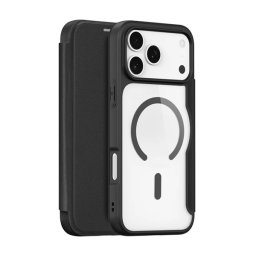 DUX DUCIS SKIN X PRO tok álló, bőr hatású (FLIP, oldalra nyíló, RFID, MagSafe) FEKETE Apple iPhone 17 Pro Max