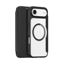DUX DUCIS SKIN X PRO tok álló, bőr hatású (FLIP, oldalra nyíló, RFID, MagSafe) FEKETE Apple iPhone 17 Air