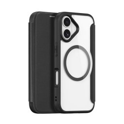 DUX DUCIS SKIN X PRO tok álló, bőr hatású (FLIP, oldalra nyíló, RFID, MagSafe) FEKETE Apple iPhone 17