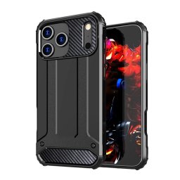 Defender szilikon telefonvédő (ütésállóság, légpárnás sarok, fémhatás) FEKETE Apple iPhone 17 Pro Max