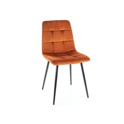 Narancssárga bársony étkezőszék MILA fekete lábakkal