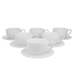 Diamond fehér porcelán csésze aljjal - 250 ml - 6 személyes készlet