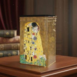 Klimt csatos fémdoboz - dombornyomott 18x7,4x11 cm - The Kiss