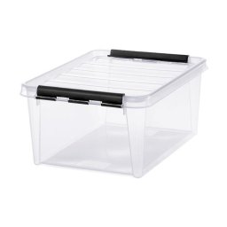 SMARTSTORE Műanyag tárolódoboz, 14 liter, fekete fogantyúkkal, SMARTSTORE "Classic 15", átlátszó
