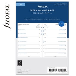 Filofax Naptárbetét Heti 1 hét / 1 oldal A5 Fehér 2026