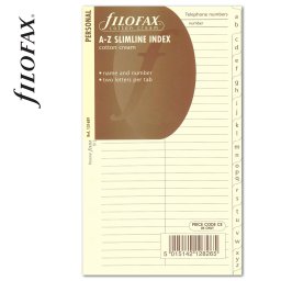 Filofax Kontakt lista regiszter 2 betű / regiszter Slimline Krém