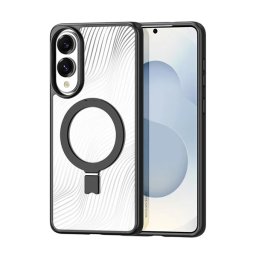 DUX DUCIS AIMO szilikon telefonvédő (ütésállóság, kameravédő, MagSafe, kitámasztó, hullám) FEKETE Samsung Galaxy S25 Edge (SM-S937)