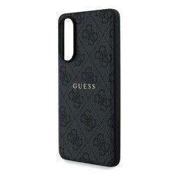 GUESS 4G RING CLASSIC LOGO szilikon telefonvédő (ütésállóság, textil hátlap, MagSafe) FEKETE Samsung Galaxy S25 Edge (SM-S937)