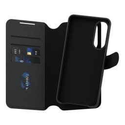 PANZERGLASS CARE TANGO TWO-IN-ONE tok álló, bőr hatású (FLIP, oldalra nyíló, wireless, kivehető telefonvédő) FEKETE Samsung Galaxy S25 Edge (SM-S937)