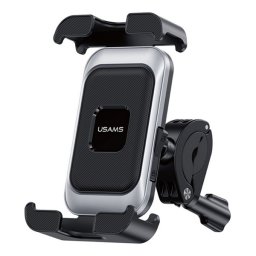 USAMS kerékpáros és motoros telefontartó (360°, kormányra rögzíthető, csúszásgátló, 4.7-7.2" méret) FEKETE