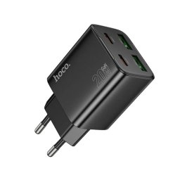 HOCO N55 hálózati töltő 2 USB+2 Type-C aljzat (20W, GaN, PD gyorstöltő 3.0) FEKETE