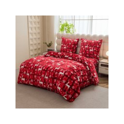 Mikroplüss ágyneműhuzat VELVET CHRISTMAS piros Ágyneműhuzat mérete: 2 db 70 x 90 cm | 200 x 220 cm